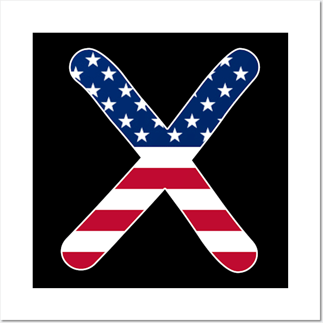 Letter X Capital Alphabet X American Flag Wall Art by Shariss